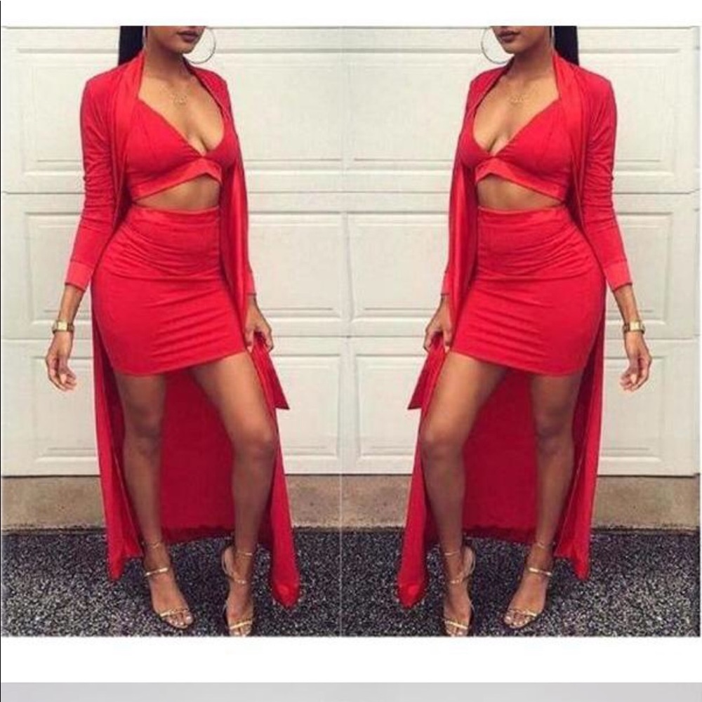 RED robe + top and bottom